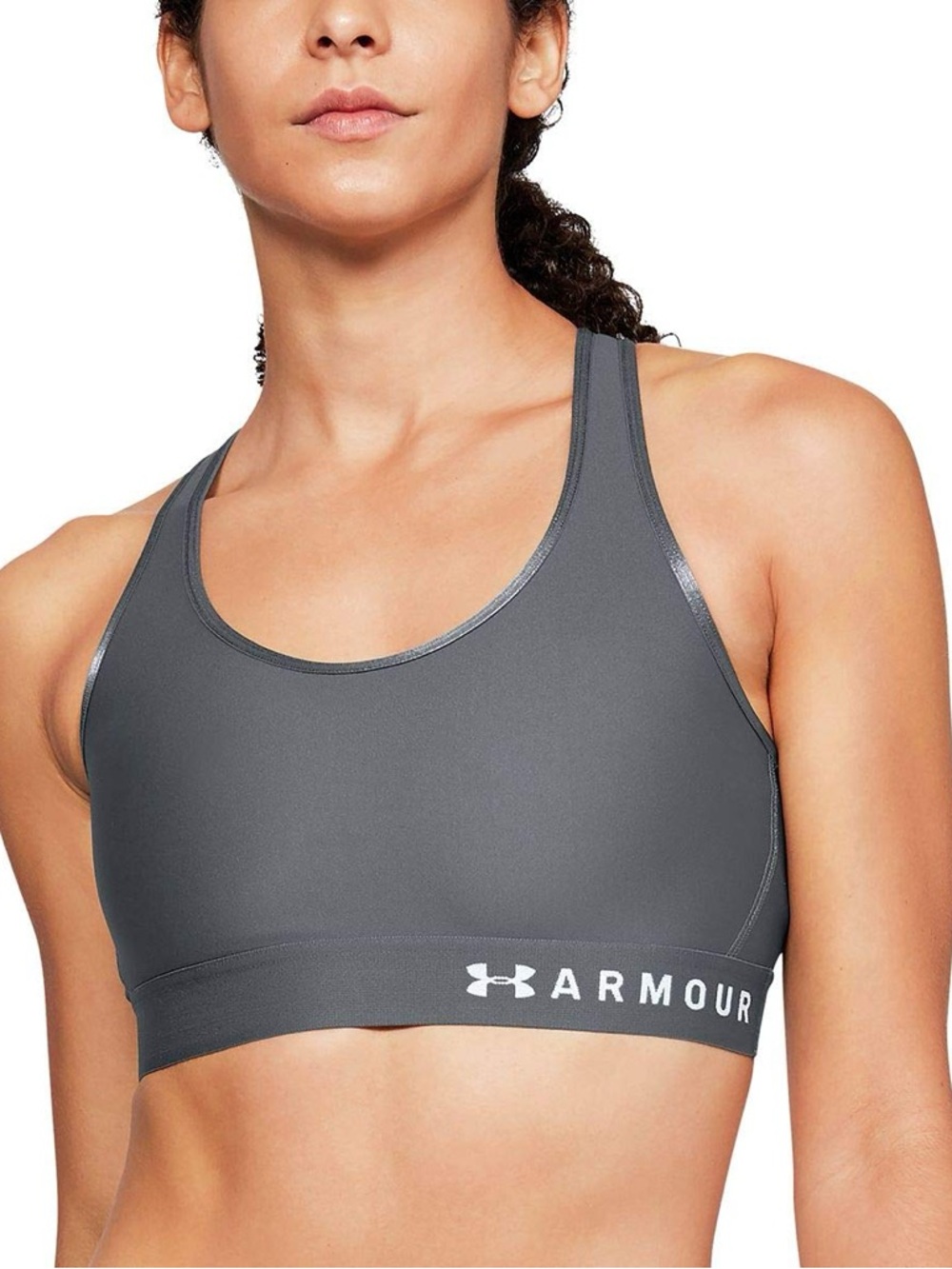 Under Armour Gray Racerback Sports Bra - Solid Charcoal